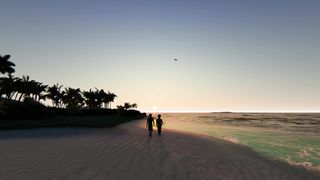 ANIMASI ANAK KECIL JALAN DI PESISIRAN PANTAI PADA SORE HARI