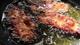 well cooked and well fried meat