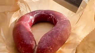 Dağda Sucuk Hamburger  / cooking beef sausage burgers on the mountain