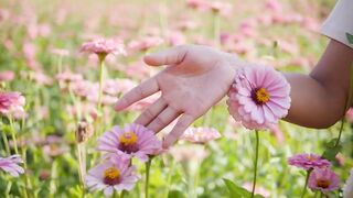 Woman with beautiful flowers