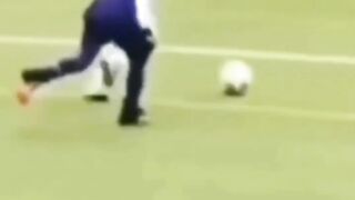 Messi playing football with his son