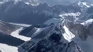 hiking of mountain With snowfall