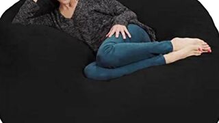 Chill Sack Bean Bag Chair: Giant 5' Memory Foam Furniture Bean Bag - Big Sofa with Soft Micro Fiber Cover - Black
