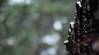 Rain falling from the roof on a rainy day