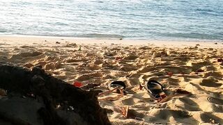 the beauty of the sunset on the sea beach