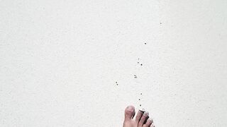 the world's sea water hits the warrior's feet