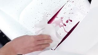 Stain-resistant fabric test in the Tesla cabin