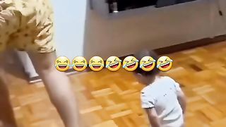 Little kids mimicking elderly people