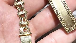 Solid Gold Greek Design Chino Link Bracelet