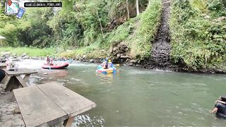 tourists are enjoying whitewater rafting