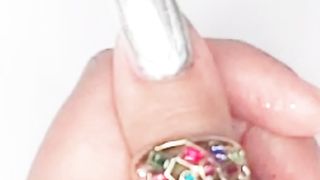 Black and silver nail design for school girls