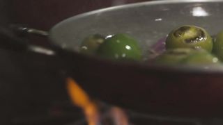 vegetables crackle and jump in the pan