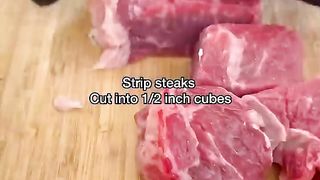 Butter garlic steak bites and mashed potatoes