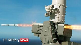 US Navy Ship Self Defense System in Action - Launches RAM, Phalanx and Chaff