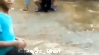 Funny boy in tyre