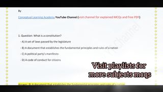 Social Sciences MCQs, Election process in world