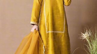 Mustard colour dress design