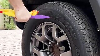 These rubber chicken tires are eggstremely hilarious! ????????