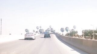 Saudi Arabia Riyadh travel on  car road sides view