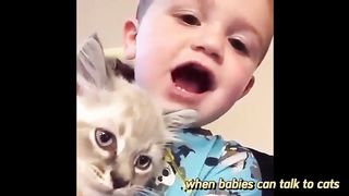 Adorable Conversations: Baby's Heartwarming Talks with Cute Cat!