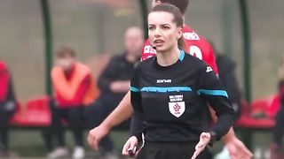 Football funny arbitr woman