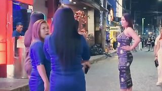 extraordinary night view in the middle of the city and decorated with beautiful girls