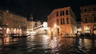Venice central canal at night