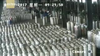 Footage_ Gas cylinders explode at facility in east China.