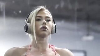 A muscular girl shows off her form
