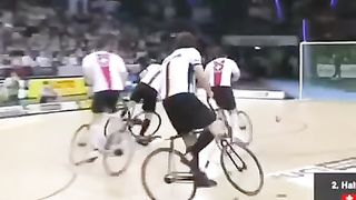 Playing football on bicycles