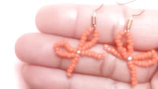 Diy beaded bow earrings #beaded