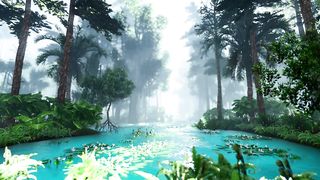 Beautiful lagoon in the jungle, 3D animation