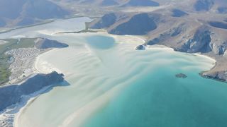Heavenly sunny estuary in an aerial shot
