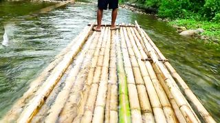 Down the river in a bamboo canoe