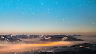 Milky Way over a mountain range.