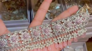 Silver pink choker set