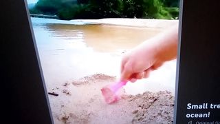 This beach is history and its a big shovel he use