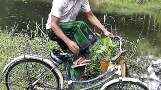"Pedal Oopsie: Hilarious Bike Mishap Diving into the River!"