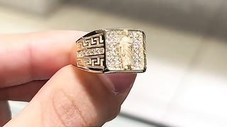 Real Gold Greek Design Saint Jude Ring & Pendant Setup
