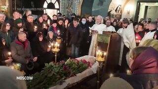 Scenes inside Moscow church during farewell ceremony for Alexei Navalny