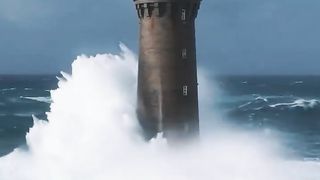 The Phare du Four, in Brittany, France, was built in 1869. It's automated and no longer guarded since 1993.