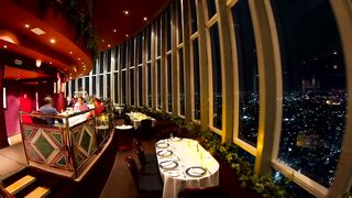 Revolving restaurant in a city