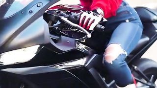 Red Girl Ride Bike