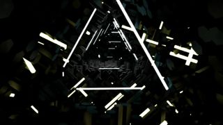 Abstract tunnel of dark triangular lights