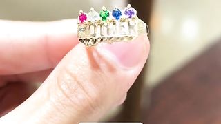 Solid Gold Customizable Birthstone Mother Rings
