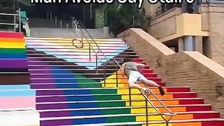 Man Avoids Gay Stairs