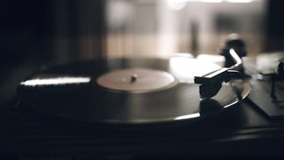 Vinyl record playing a song