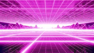 Spectacular cyberpunk stage with grid floor