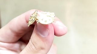 Solid Gold Ladies Designer Cat Ring, Earrings & Pendant Set