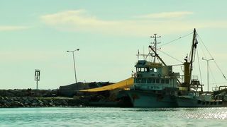 Fishing boat anchored on the coast